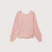 Pull oversize col v manches longues rose pastel femme