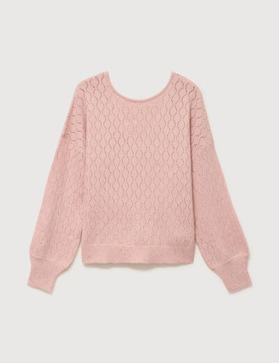 Pull oversize col v manches longues rose pastel femme