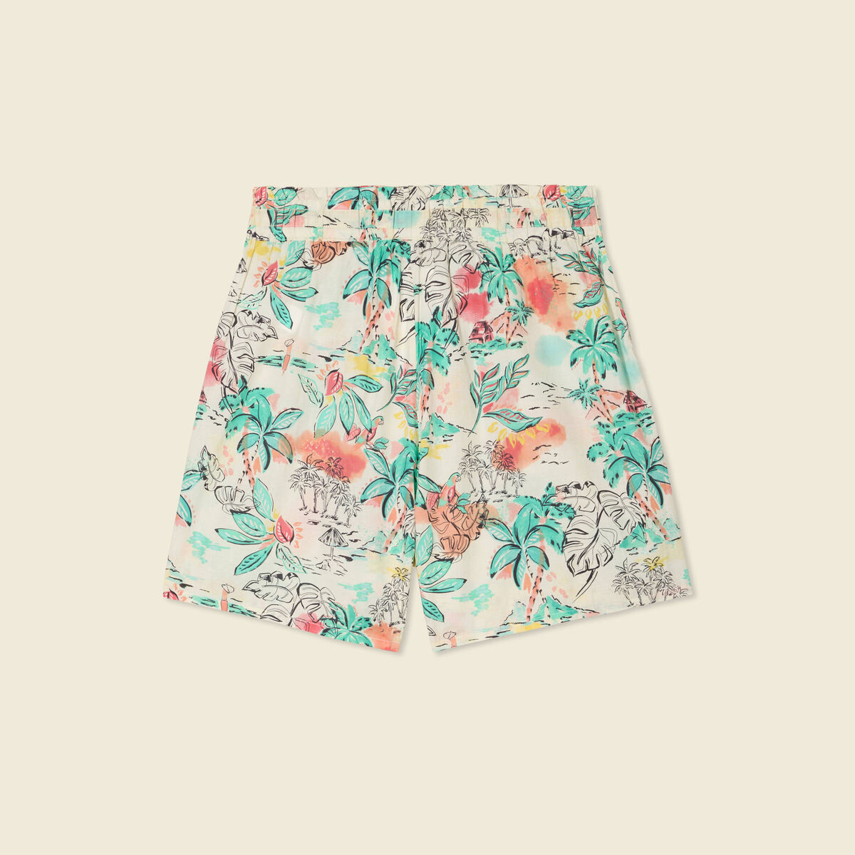 Short droite taille haute blanc femme