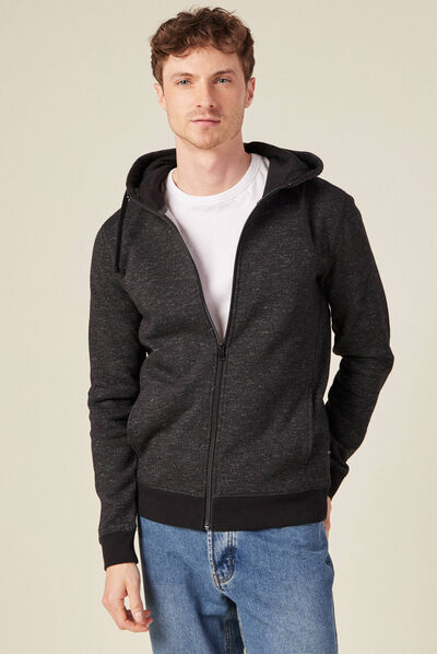 Gilet manches longues zippé noir homme