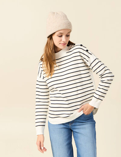 Pull manches longues bleu marine femme