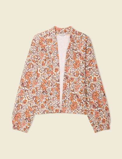 Gilet imprimé manches longues blanc femme