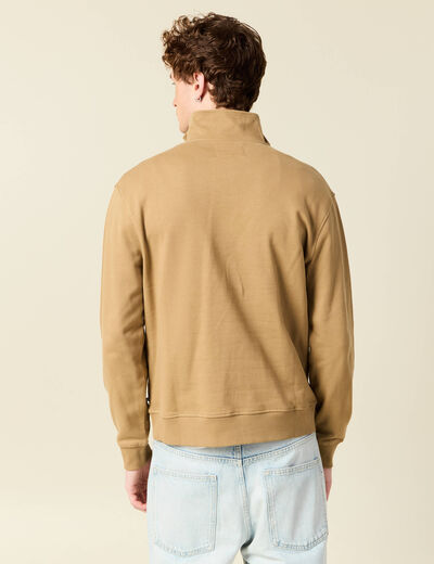 Sweat manches longues en coton beige homme