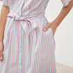 Robe longue droite manches courtes bleu ciel femme