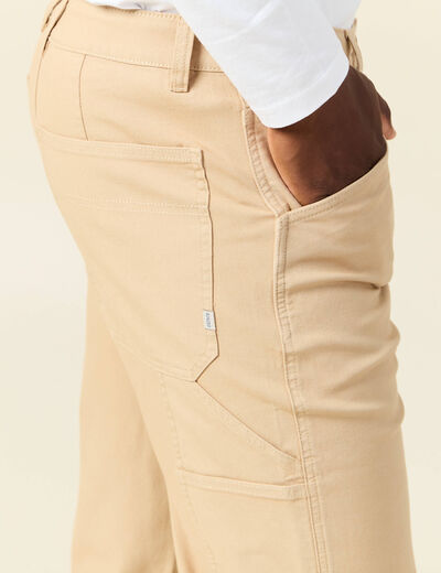 Jeans droit 5 poches beige homme