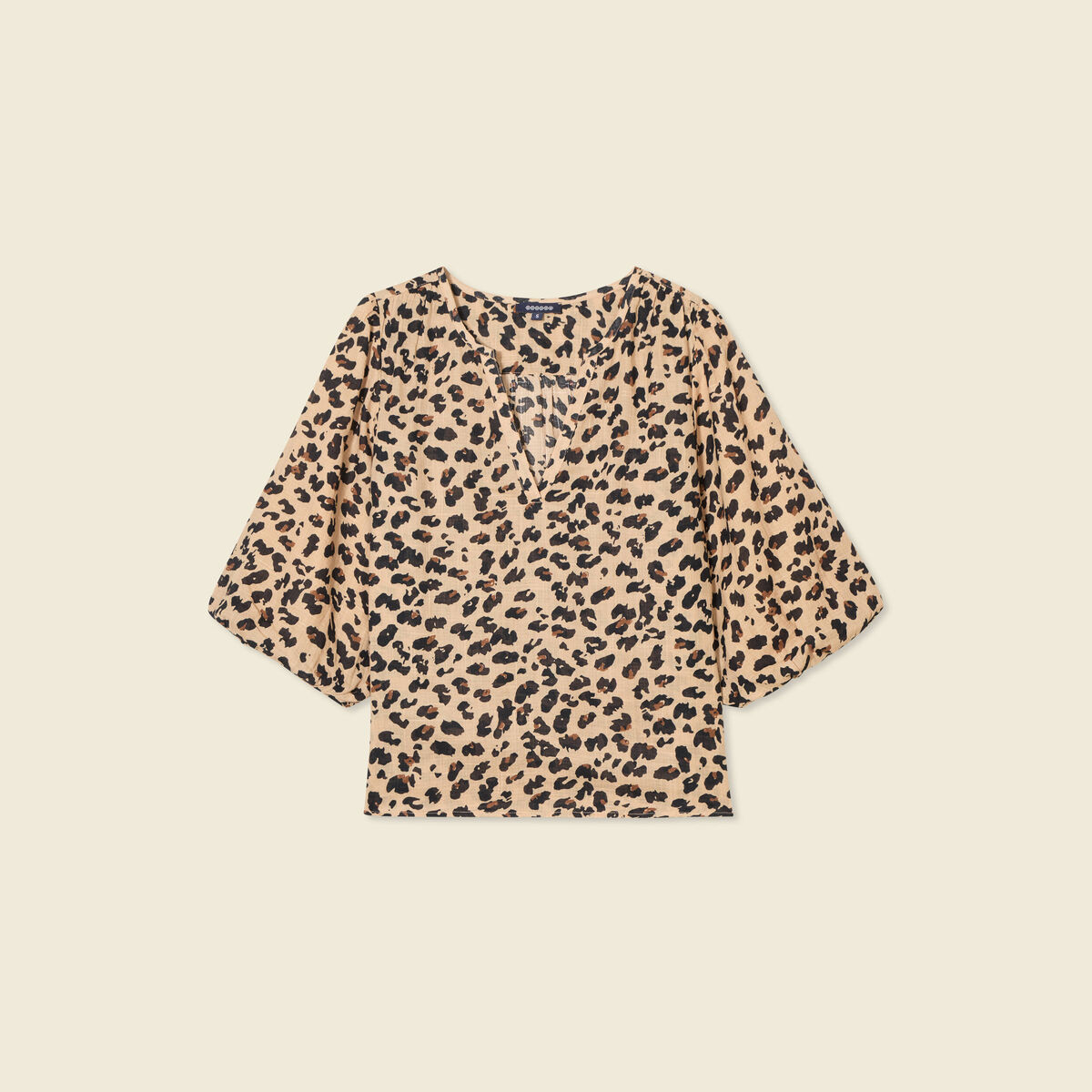 Blouse manches courtes marron clair femme