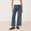 Pantalon large taille haute en velours gris femme