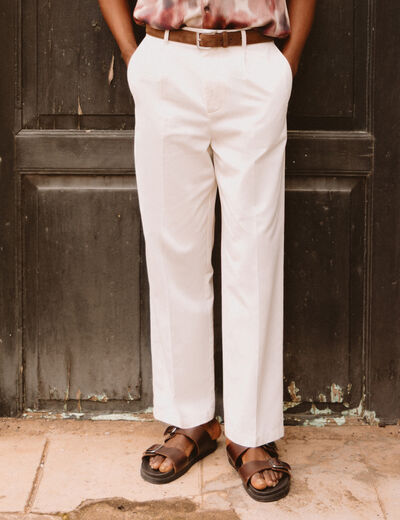 Pantalon droit longueur 32 ecru homme
