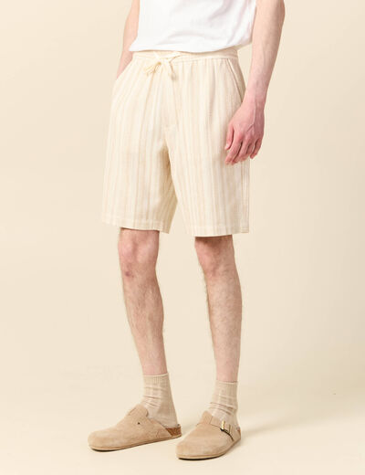 Short droit en tricot ecru homme