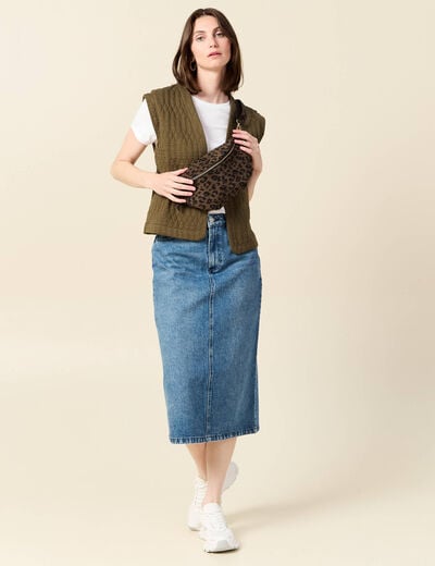 Jupe midi crayon en jean denim used femme