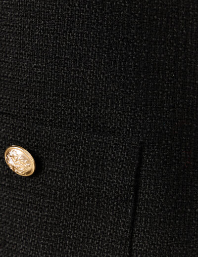 Veste tweed boutonnée noir femme
