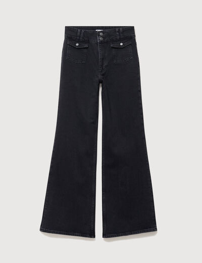 Jeans bootcut taille haute denim gris femme