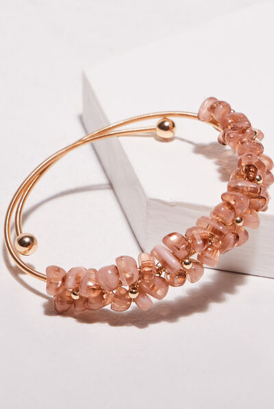 Bracelet jonc avec perles rose femme