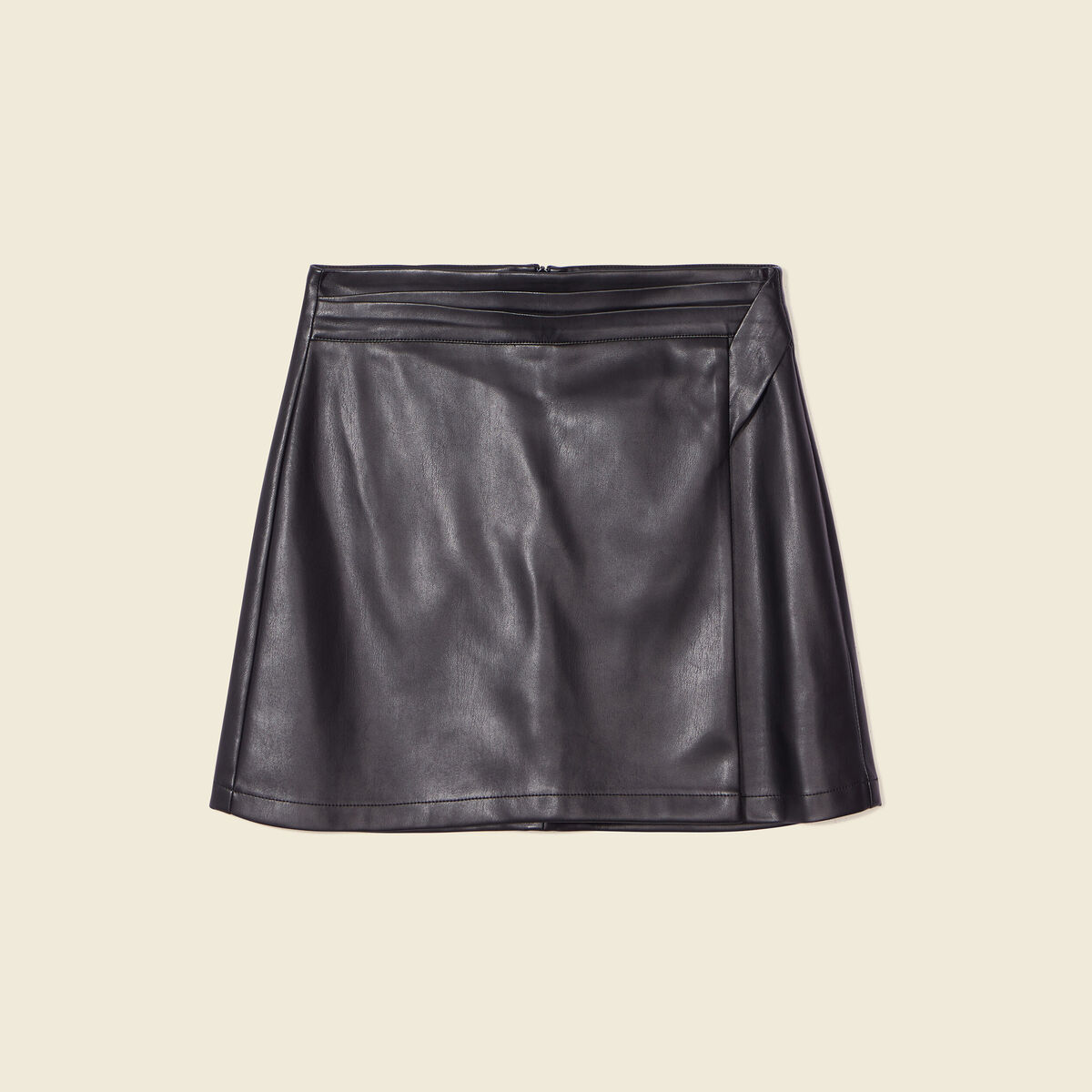 Jupe trapèze simili cuir noir femme