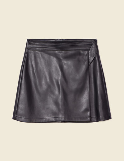Jupe trapèze simili cuir noir femme