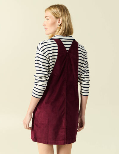 Robe sans manches en velours bordeaux femme