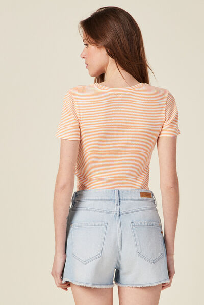 T-shirt manches courtes orange femme