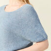 Pull manches courtes bleu gris femme
