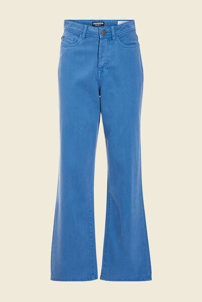 Pantalon large éco-responsable bleu femme