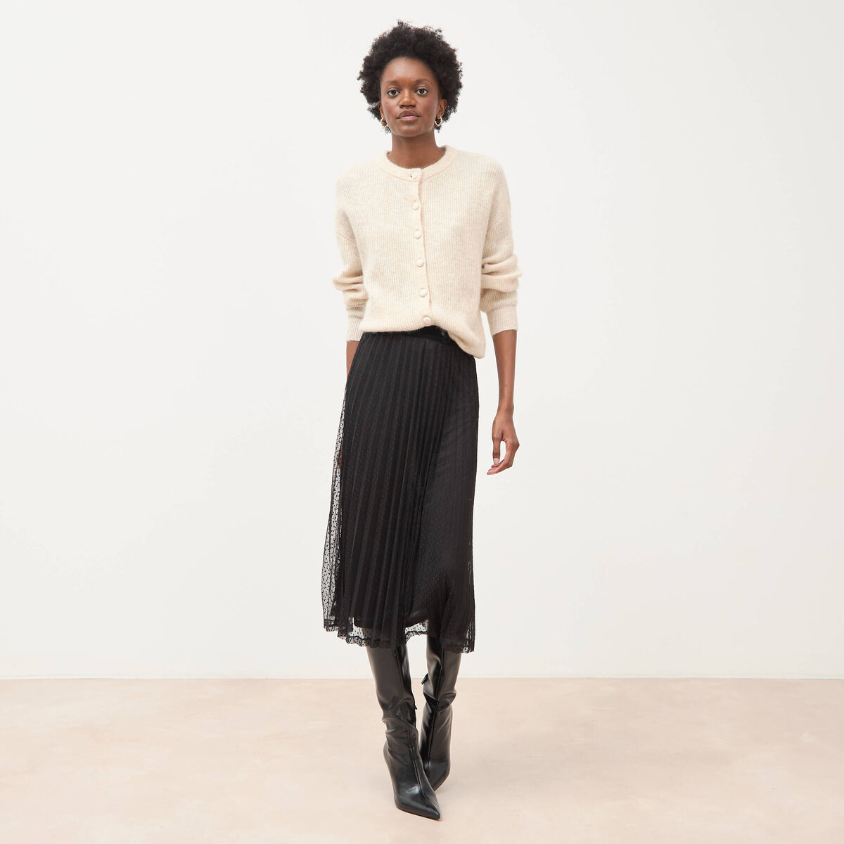 Jupe avec doublure noir femme