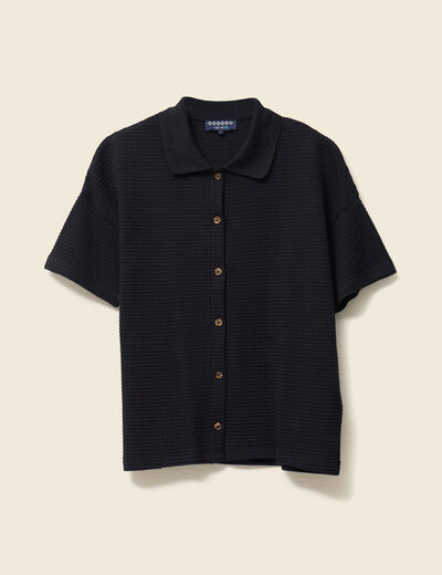 Polo en maille noir femme