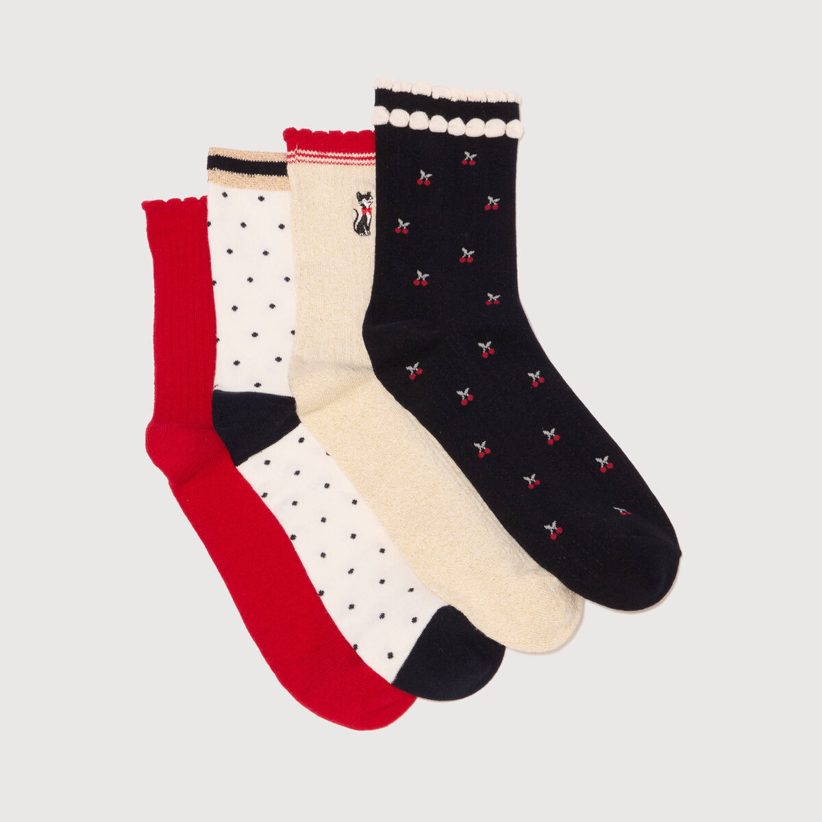 Lot de 4 paires chaussettes hautes noir femme