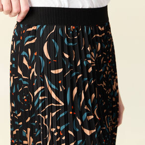 jupe midi evasee plissee noir femme Jupe midi évasée plissée noir femme