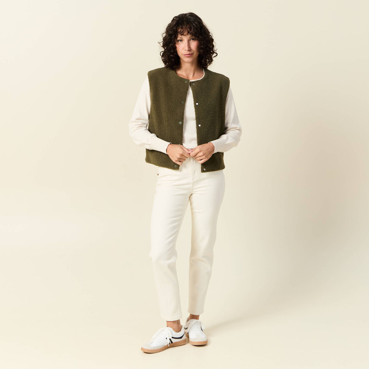 Gilet sans manches vert kaki femme