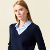 Pull manches longues 2-en-1 bleu foncé femme