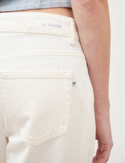 Jeans wide leg taille bascul&eacute;e denim blanc femme