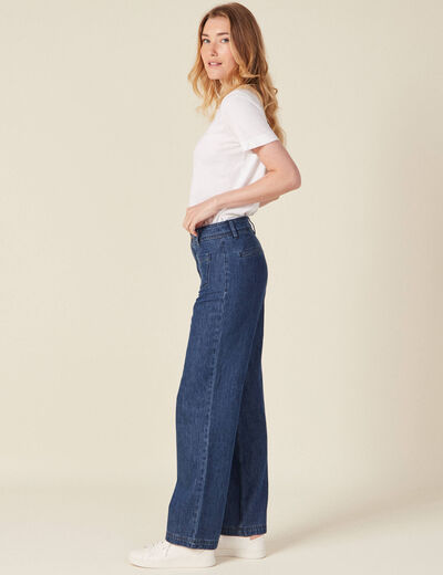 Jeans jambe large denim brut femme