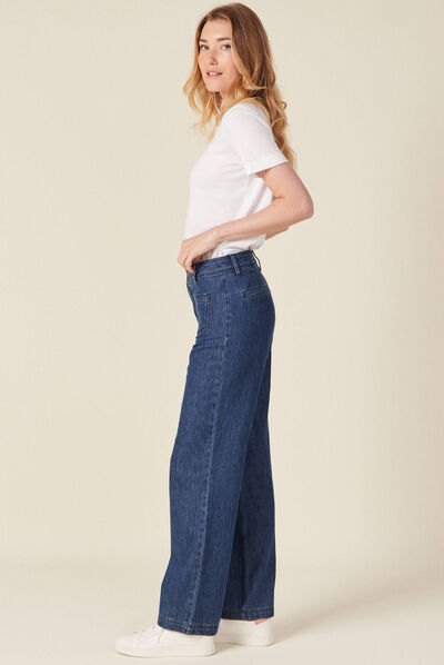 Jeans jambe large denim brut femme