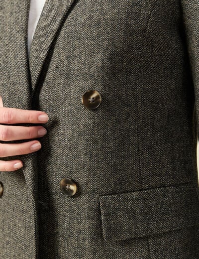 Blazer col tailleur manches longues gris fonc&eacute; femme
