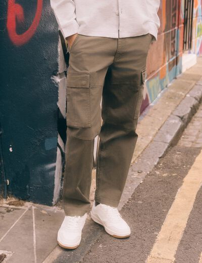 Cargo battle longueur 32 vert kaki homme