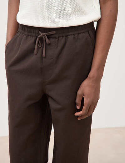 Pantalon coupe straight marron fonc&eacute; homme