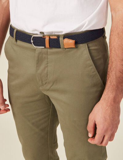 Pantalon chino straight vert kaki homme