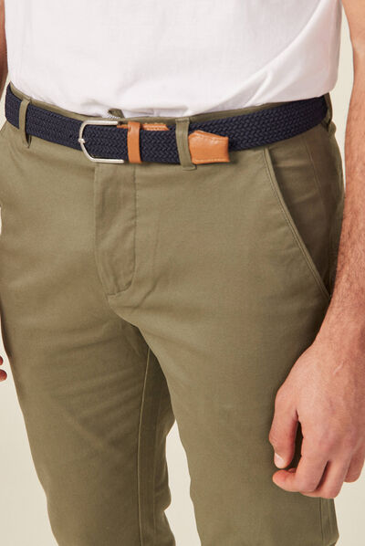 Pantalon chino straight vert kaki homme