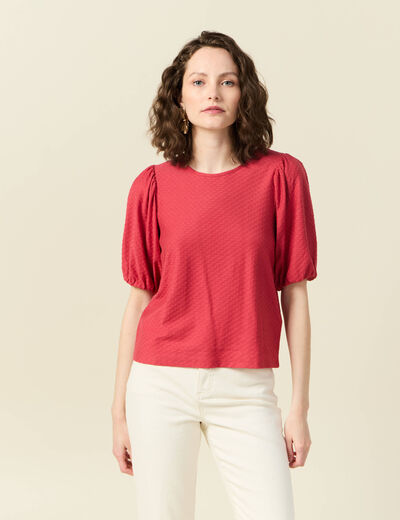 T-shirt manches courtes rouge foncé femme
