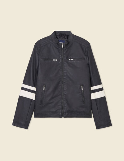 Blouson motard simili cuir noir homme