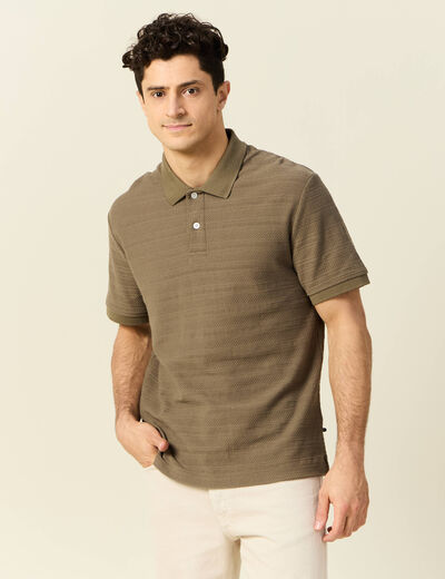 Polo manches courtes vert kaki homme