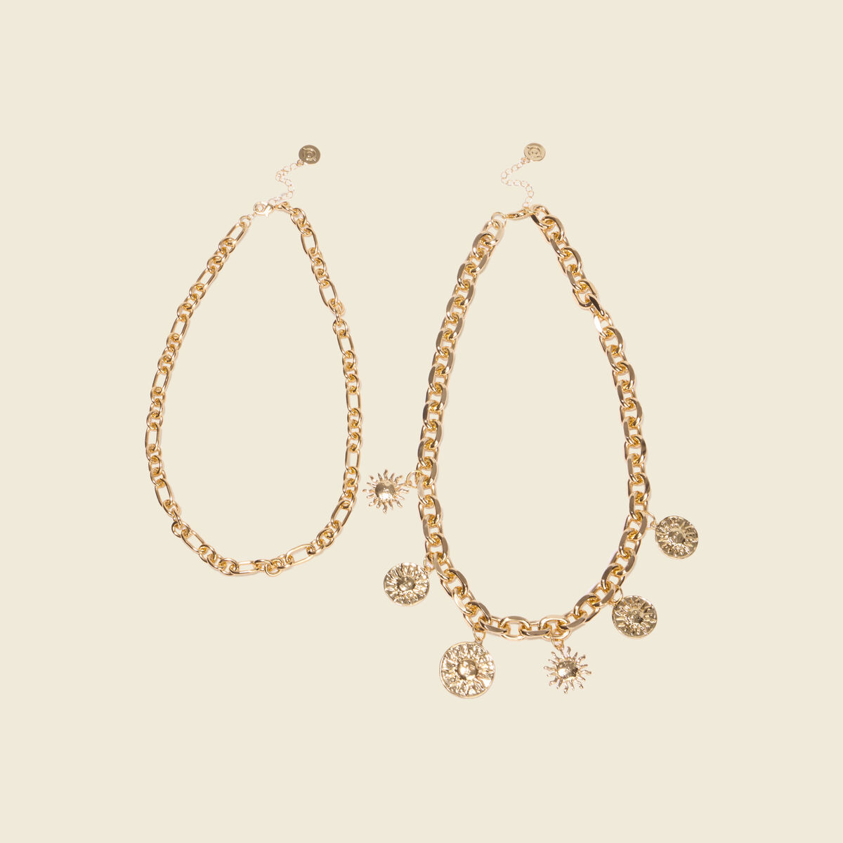 Collier avec cha&icirc;ne couleur or femme