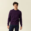 Pull manches longues col rond violet fonc&eacute; homme