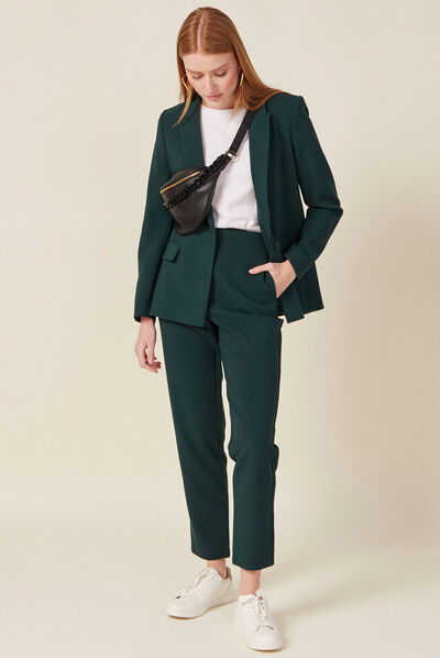 Veste esprit blazer cintrée vert foncé femme