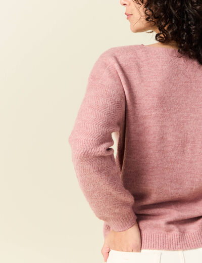 Pull manches longues rose pastel femme