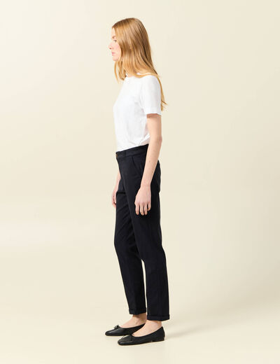 Pantalon chino cigarette bleu foncé femme