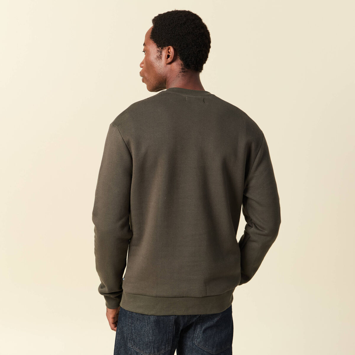 Sweat manches longues vert kaki homme