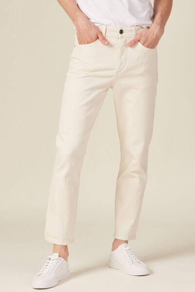 Jeans slim 5 poches denim blanc homme