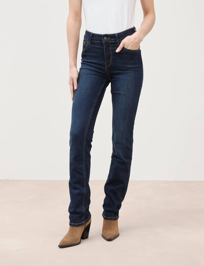 Jeans regular taille haute denim brut femme