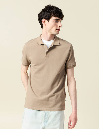 Polo manches courtes taupe homme