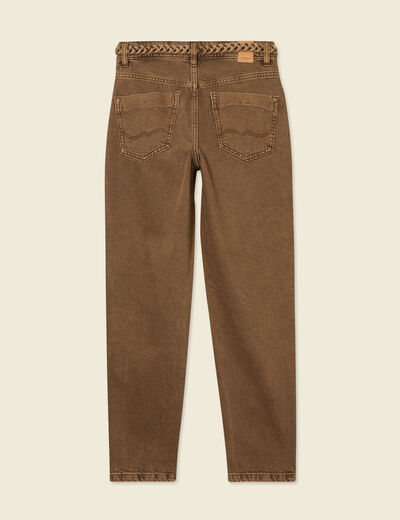 Jeans mom 7/8ème marron foncé femme